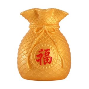 FUJIN Plastic Blessed Bag Flowerpot Vase Chinese Style Red/Gold Fortune Making Flower Vase Creative Money Bag Shape Flower Arrangement Vase Home