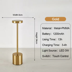 Cordless LED Table Lamp Iron Art 3 Color Changeable Dimming Table Light Touch Control Rechargeable Reading Light Room Lighting Lampu Tidur LED工字台灯
