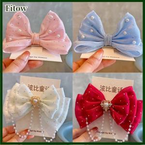 Fitow Bow Girl Headwear Mesh Velvet Hair Clip Party Girl Dance Hair Accessory Hair Clip Red Cute Little Girl Hair Accessories