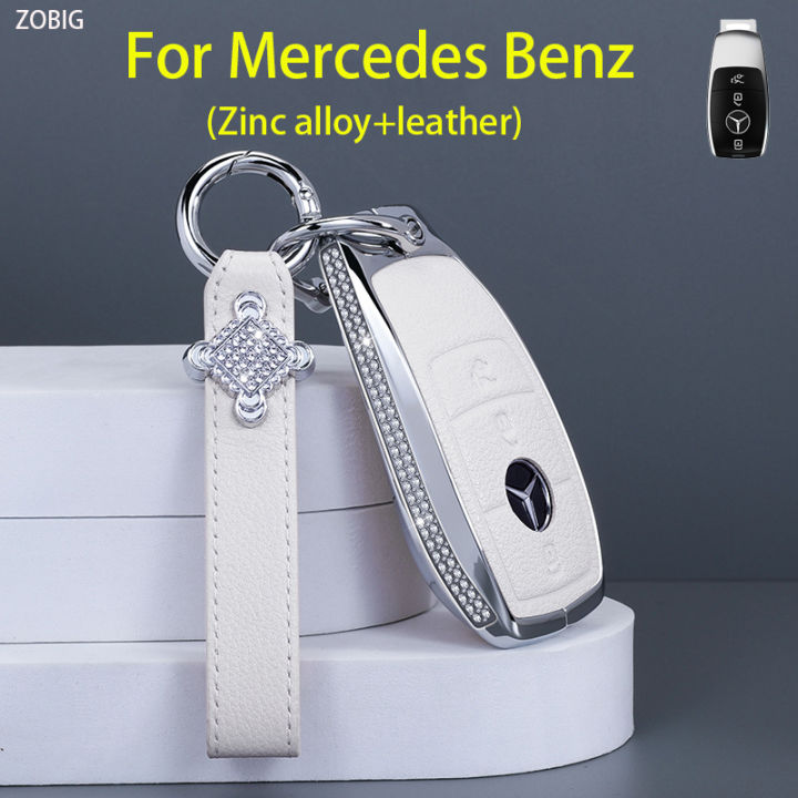 ZOBIG Zinc alloy leather diamond Key Fob Cover for Mercedes Benz E
