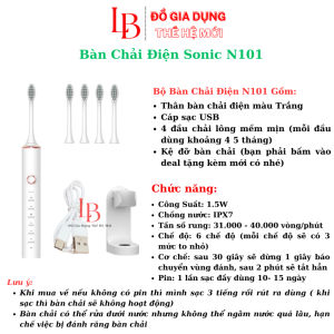 Bàn chải điện Sonic N101 bàn chải đánh răng 6 chê độ 18 cấp độ rung bản 2024
