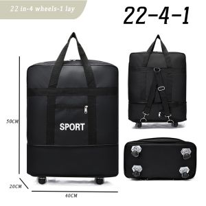 OutingSG-Foldable Travel Bag with Removable Wheels Large Capacity Storage Bag Duffel Bag Waterproof Air Consignment Bag