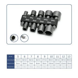 Bộ 14 Khẩu Tuýp Vặn Ốc VITO Lục Giác Gắn Máy Khoan 14 Đầu Vít Bắn Tôn BAUHO