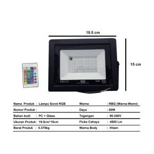 SNI Lampu Sorot LED RGB 50W Warna Warni Outdoor Taman / Flood Light Full Color