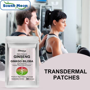 30 chiếc South Moon Patches Ginseng đỏ và Ginkgo Biloba Complex Transdermal Patches cho năng lượng tập trung hiệu suất miễn dịch