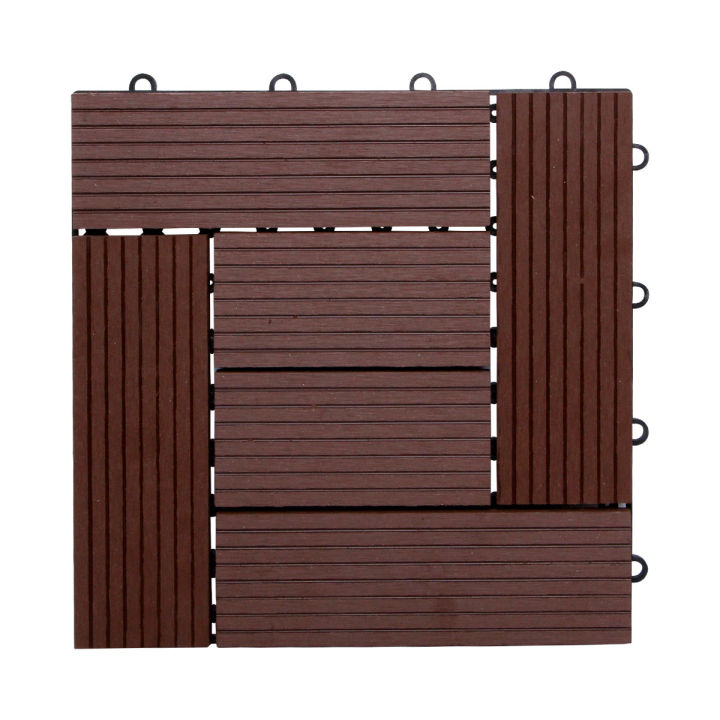 ROTATE FONTE แผ่นไม้เทียมปูพื้นลายผืนผ้าสลับขวาง รุ่น DT004 สีน้ำตาล