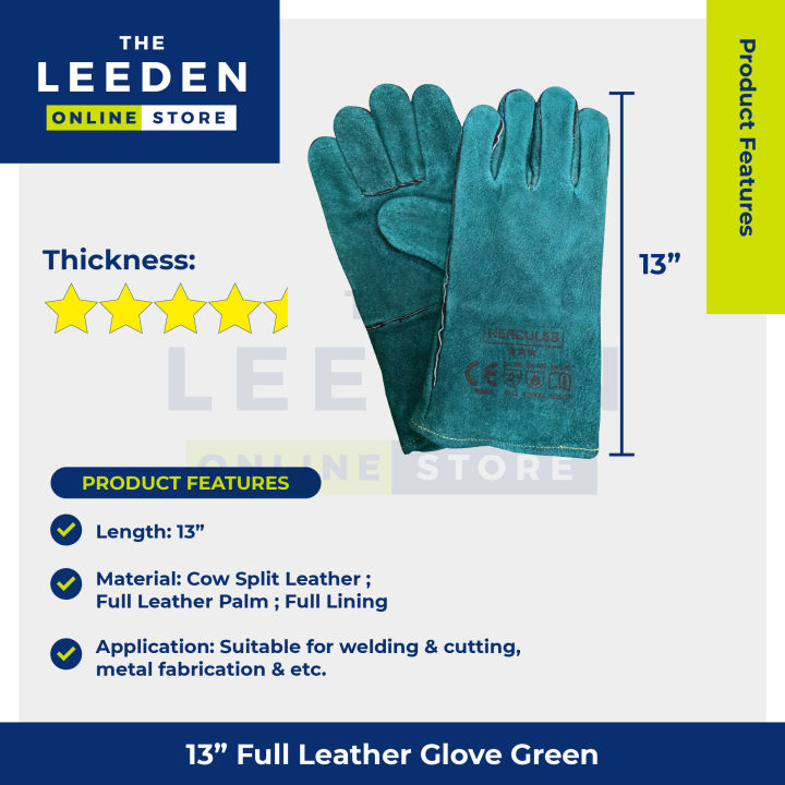 Hercules%20Full%20Leather%20Gloves%20(Green)%2013"%20by%20Leeden%20Online%20Store%20-%20Image%202