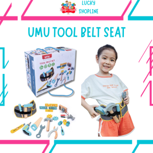 [BIG SALE] UMU Tool Belt Set - Wooden Toys - mainan pertukangan anak palu gergaji kayu STEM tool box - mainan kado natal anak