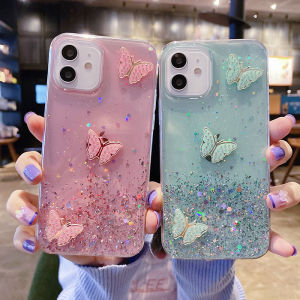 Beautiful Phone Case OPPO A95 A94 A93 A74 A53 A52 A92 Colorful Butterfly Decorated Starry Sky Sequins Design Soft Phone Casing OPPO A95 A74 5G Transparent Cover Shell