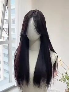 Fashion Long Straight Wigs For Women Eight-Character Bangs Fluffy Natural Full Head Cover Hair Wig