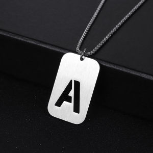Bravego Stainless Steel 26 Letters Hollow Pendant Necklace Alphabet A To Z Couple Necklaces Men Birthday Jewelry Gifts