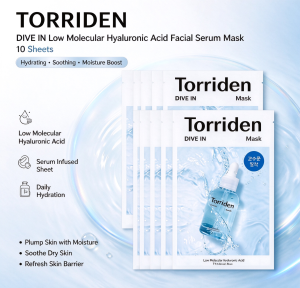 [Clearance Sale]Torriden DIVE IN Hyaluronic Acid Mask 27ml x 10ea | Low Molecular HA Facial Serum Sheet Mask | Deep Hydration | Soothing Care | Korean Skincare