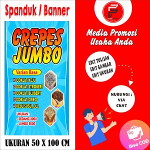 Banner Crepes / Spanduk Warung Crepes / Banner Jual Crepes / Banner Ukuran 100 x 50 cm