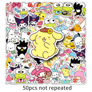 50pcs Kawaii My Melody Kuromi Hello Kitty Stickers for Kids Girls DIY Laptop Phone Diary Cute Cartoon Sanrio Sticker Decals