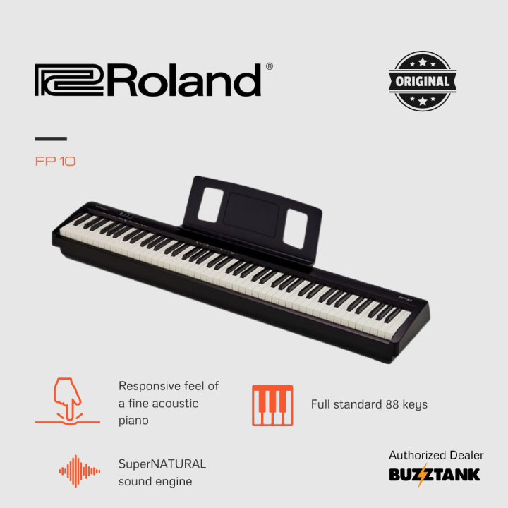 Roland FP10 88 Key Digital Piano Black with Note Stand & Adapter Lazada