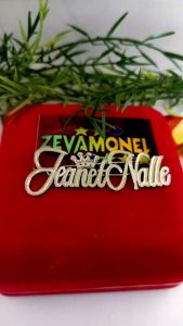 Bros Pin Papan Hijab Custom Nama Lapis Perak