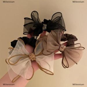 [COD] Millennium Mesh bow hair ring net red 2022 new all-match simple ins temperament ball head Czech drill head rope