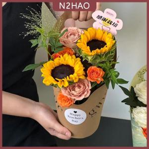 N2HAO 5Pcs Không Thấm Nước Hộp Hoa Dày Bó Hoa Túi Xách Hoa Bao Bì Hộp Chống Xước Kraft Giấy Túi Xách Cho Đảng Lễ Hội