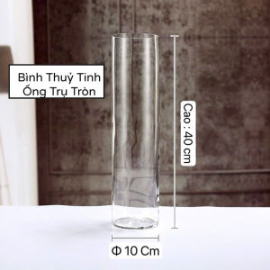 Binh Bông Lọ Hoa Thuỷ Tinh Ống Trụ Tròn D10 cm x H40 cm Trang Trí Decor D1040