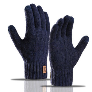 Winter Warm Touch Screen Gloves Thick Alpaca Wool Knitted Gloves for Men