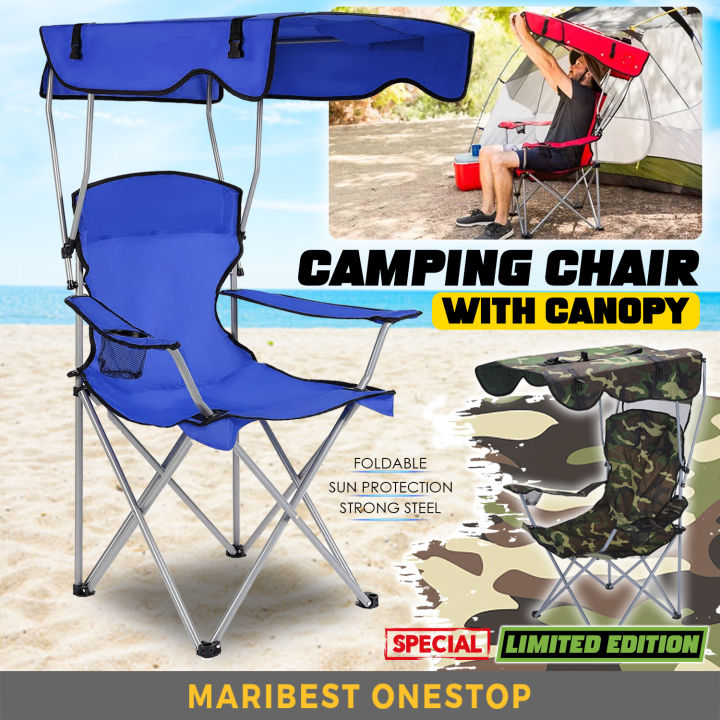 Foldable Chair Canopy Folding Camping Chair Outdoor Fishing Chairs Portable  Beach Chair Kerusi Lipat Kerusi Camping