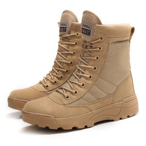 TOMITANY High Cut Side Zipper Tactical Boots Shoes for Mens Leather Shoes Non Slip Biker Boots Casual Mountaineering Boots for Training Outdoor Trekking Hiking