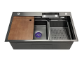 Nobel Stainless Steel Nano Waterfall Kitchen Sink In Gunmetal. 