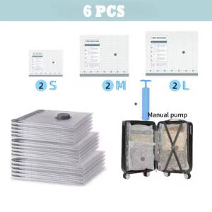 Vacuum Seal Bags Compressor Compression Space Saver with Pump- Ideal for Travel Home Storage& Clothing