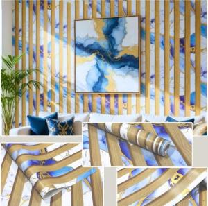 Wallpaper Stiker  Dinding  Panel Kuning Lis Gold  Mewah 75m Lebar 45cm