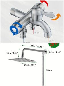 High Quality Stainless Steel 304 Square Shower Set Square Round Shape With Two Way Faucet Full Set Best Bathroom Shower Set Include Square 8 Inch SUS 304 Stainless Steel Shower Head & 1.5m Shower Hose Chrome Brushed Silver COD 2 way faucet with shower