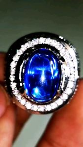Batu Permata Blue star King sapphire Royal Blue Bangko top 6 rays star tajam