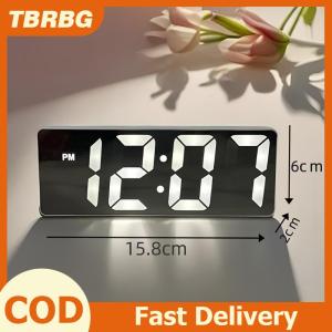 TBRBG Led Mini Gương đồng hồ báo thức điện tử kỹ thuật số Đồng hồ báo thức kỹ thuật số bàn đồng hồ phòng bàn trang trí thông minh công cụ nhỏ nhà