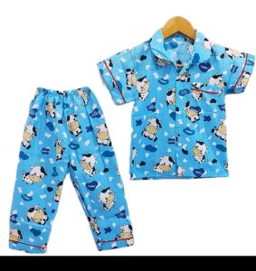 Piyama anak motif sapi biru