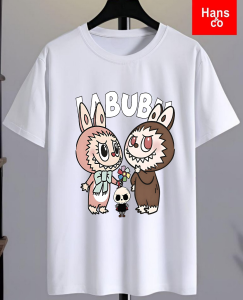 Kaos Pria Model Terkini Trending Motif 3D Bahan katun 24 Labubu Couple H0425