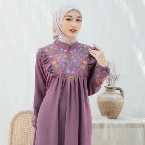 Gamis Cringkel Airflow Premium Bordir Bunga Mewah Terbaru
