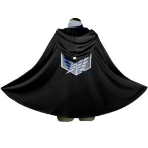 Carlanisa Anime Attack on Titan Levi Ackerman The Scouting Legion Wings of Liberty Cosplay Green Black Cloak no Kyojin Hooded Cape