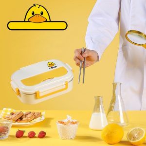 กล่องข้าวสแตนเลสน้องเป็ดพกพา 2  3ช่อง กล่องข้าวสแตนเลส กล่องใส่อาหาร กล่องข้าว  กล่องข้าวเด็ก กล่องข้าวแบบพกพา