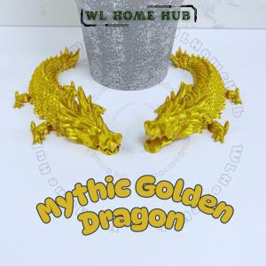 Mythic Golden Dragon – 3D Printed Articulated Fantasy Figure | Decorative Fidget Toy Collector Gift