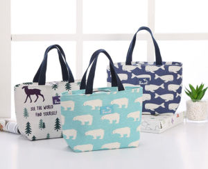 Local Seller Portable Heat Insulation Lunch Bag with Zipper Waterproof Aluminum Foil Storage Travel Food Box Cotton Linen Fabric Box Picnic Lunch Box Warm Cooler Food Bag