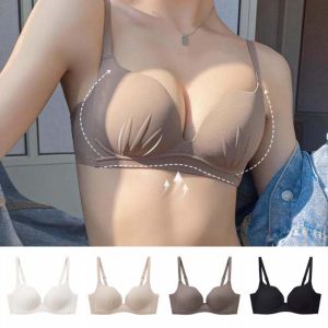 ROB TOY แนบชิด บราแบบดันทรง ป้องกันการกระแทก 1/2 คัพ บราไร้สายแบบลึก V สายรัดกว้าง ชุดชั้นใน บราไร้รอยต่อ ผู้หญิง