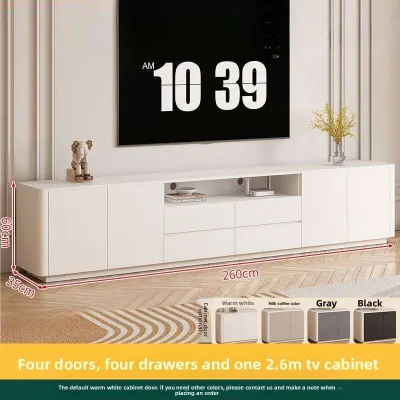 TV Cabinet Modern Solid Wood TV Cabinet For Living Room Small Apartment Storage Light Luxury Bedroom Tall Coffee Table And TV Cabinet Set