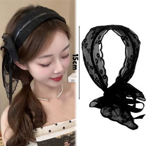 Fashionable Korean-style lace bow headband - INS-style girl hair accessory - Elegant side bow ribbon headband - Sweet fairy hair accessory - Vintage date look - Comfortable to wear