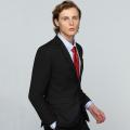 GQ Essential Suits สูทผู้ชายทรงสลิม รุ่น Super TR Slim Black  สีดำ (ซักเครื่องได้). 