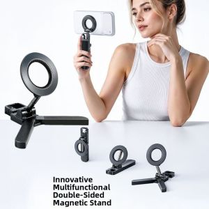 OEUVR Portable Folding ic Phone Holder Double Sided 360 Rotating Mobile Phone Stand Color Triple Folding ic Phone Stand Universal