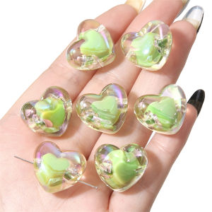 19x21mm 4pcs/bag Acrylic Transparent Colorful Love Beads For DIY Handmate Jewelry Accessories