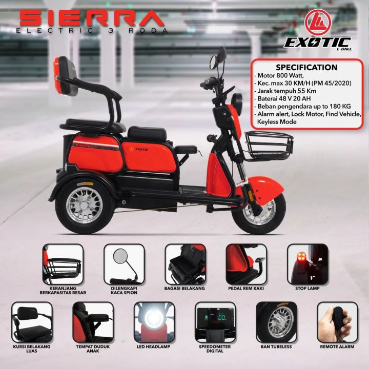 SEPEDA LISTRIK E-BIKE EXOTIC SIERRA RODA TIGA Lazada Lazada