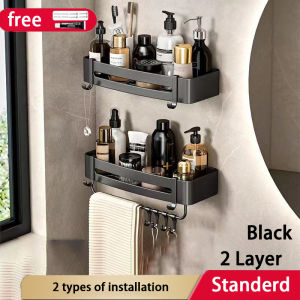 Bathroom Wall Shelf Corner Shower Rack Shower Caddy Organizer Thick Space Aluminum Metal Frame Without Drilling Hanger