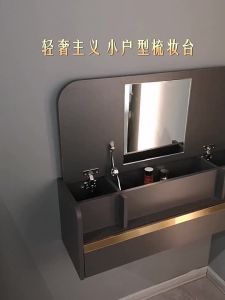 LZ-Light luxury Wall small makeup Taipei European wall hanging storage makeup cabinet flipped makeup table bedroom hanging wall corner desk