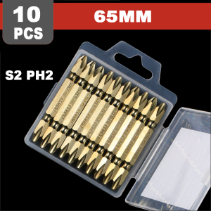 NESO 10PCS Mata Obeng Angin Magnet PH2 S2 65mm 100mm Double Ended Screwdriver Bits Plus Minus Mata Obeng Gipsum 2