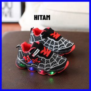 Sepatu Led Spiderman Anak Laki-Laki Sneakers Sneaker Spider Laba Laba Lampu Nyala Size Ukuran 21-36 Usia 1-9 Tahun